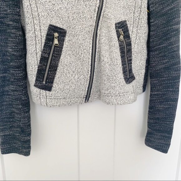 LOFT Lou & Grey Shadowbox Moto Jacket Black Gray Size Small Boho Layering Spring - Picture 8 of 10